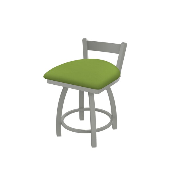 18" Low Back Swivel Vanity Stool, Nickel Finish, Canter Kiwi Green Seat